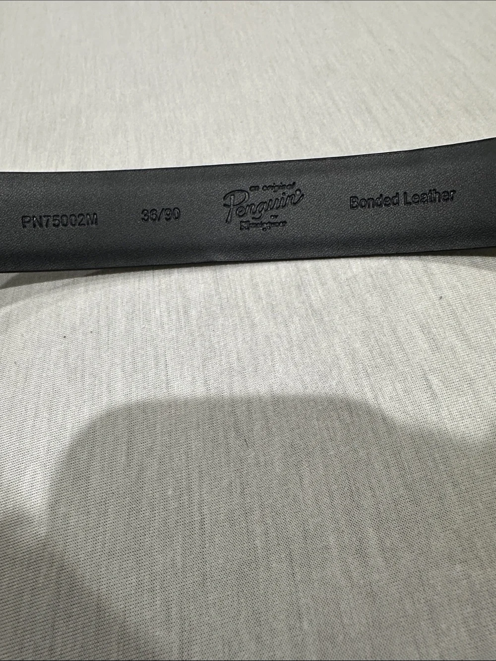Original Penguin and Men's Navy Leather Belt with Brown Loop - Size 36, (New)
